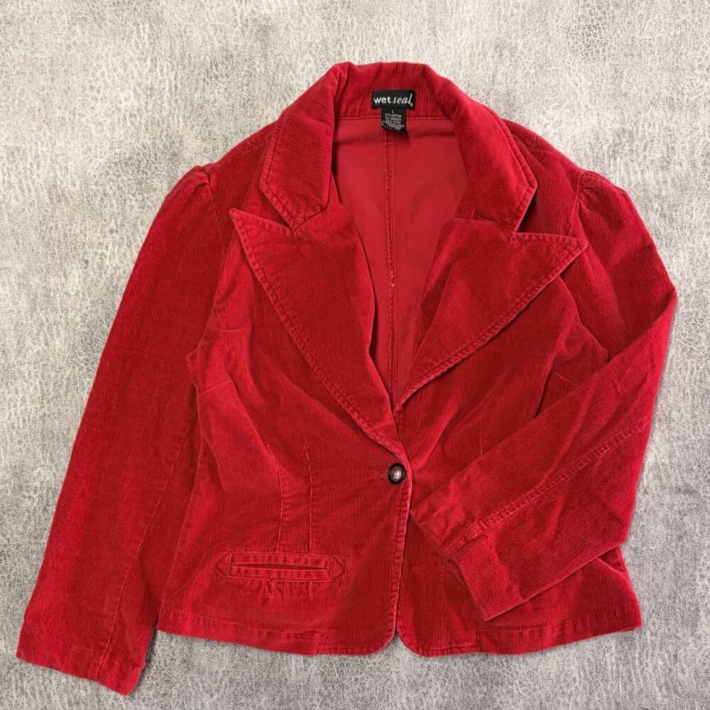Y2k Wet Seal Red Corduroy Blazer Jacket